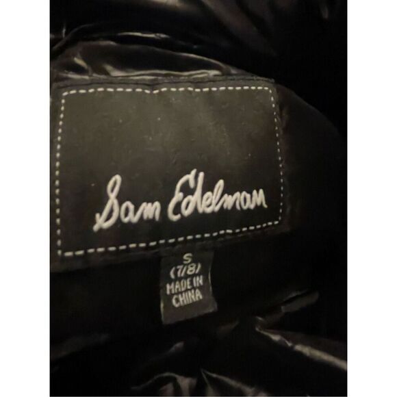 Sam Edelman Puffer Jacket Shiny With Detachable Hood Kids Black Size S 7/8 - Picture 8 of 14